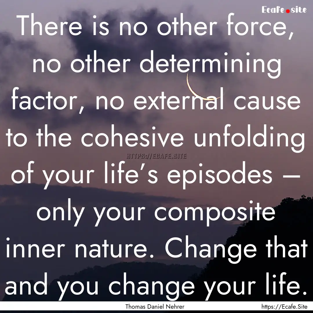 There is no other force, no other determining.... : Quote by Thomas Daniel Nehrer