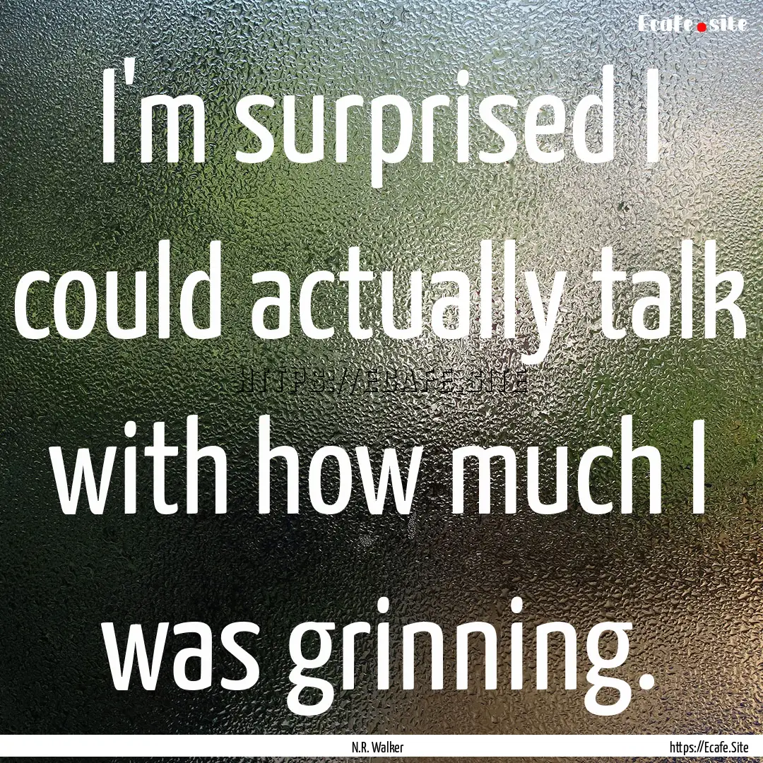 I'm surprised I could actually talk with.... : Quote by N.R. Walker