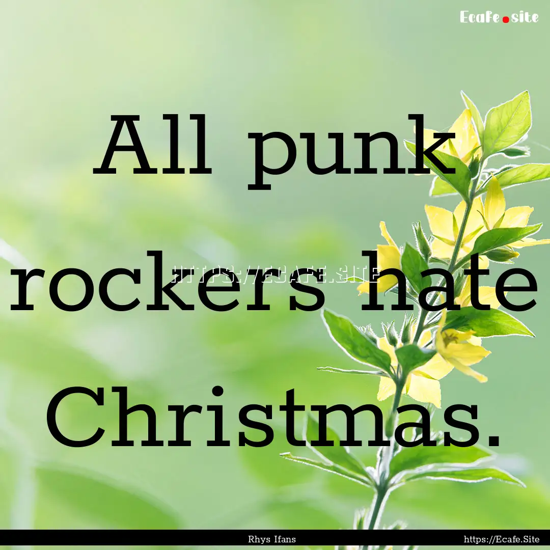 All punk rockers hate Christmas. : Quote by Rhys Ifans