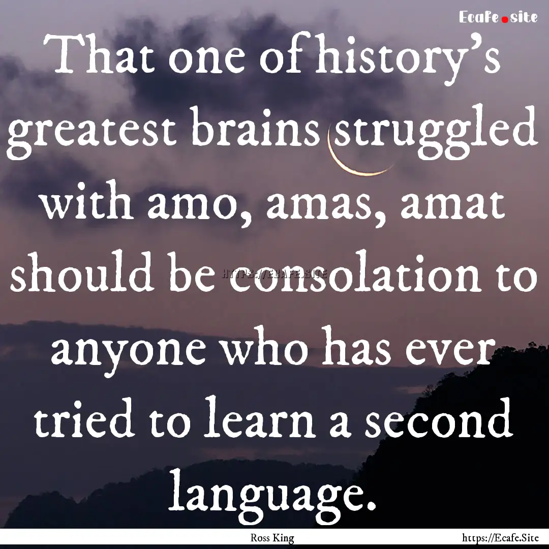 That one of history’s greatest brains struggled.... : Quote by Ross King