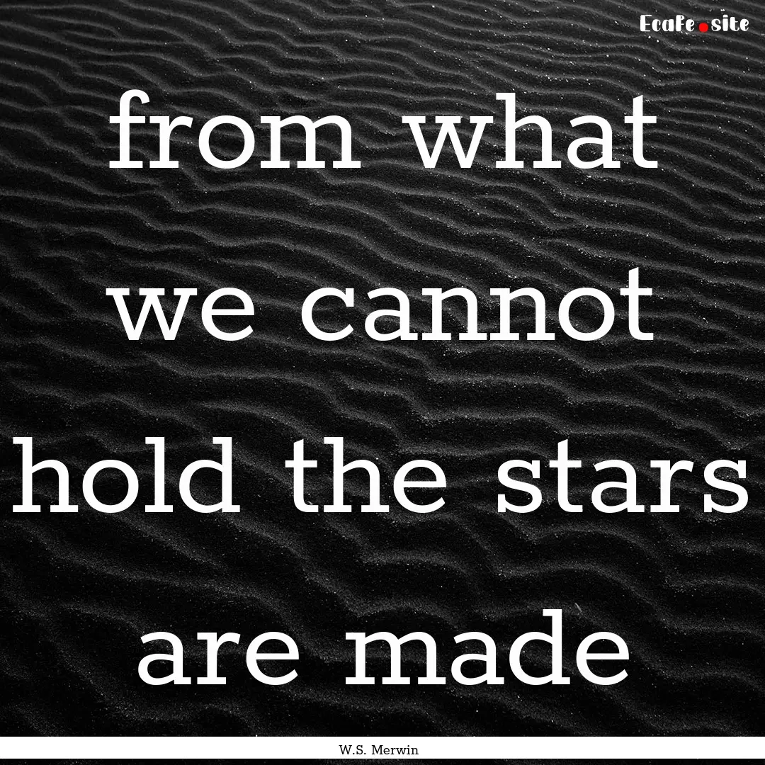 from what we cannot hold the stars are made.... : Quote by W.S. Merwin