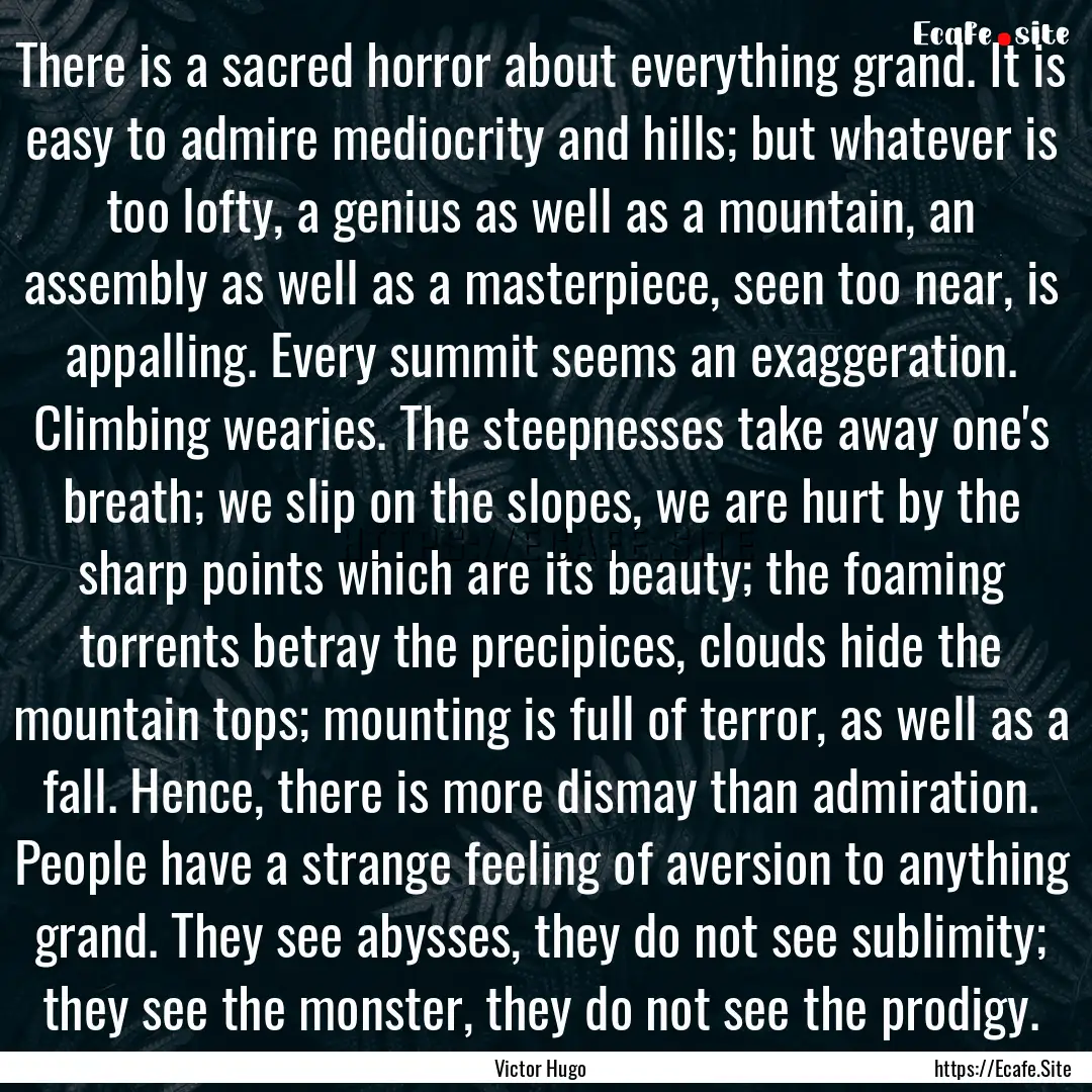 There is a sacred horror about everything.... : Quote by Victor Hugo