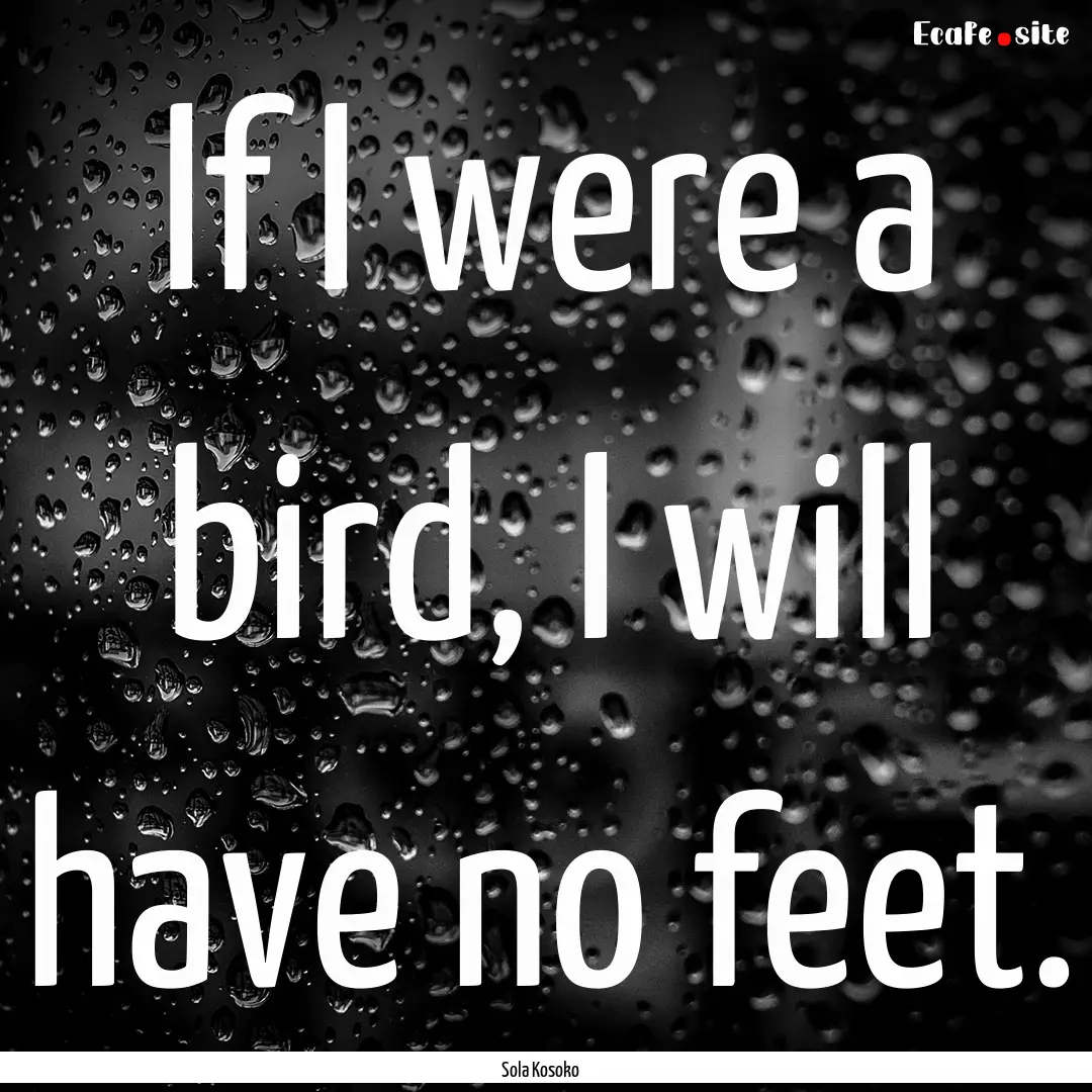 If I were a bird, I will have no feet. : Quote by Sola Kosoko