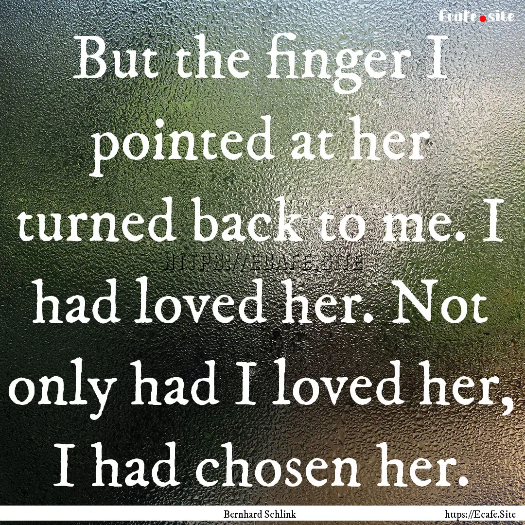 But the finger I pointed at her turned back.... : Quote by Bernhard Schlink