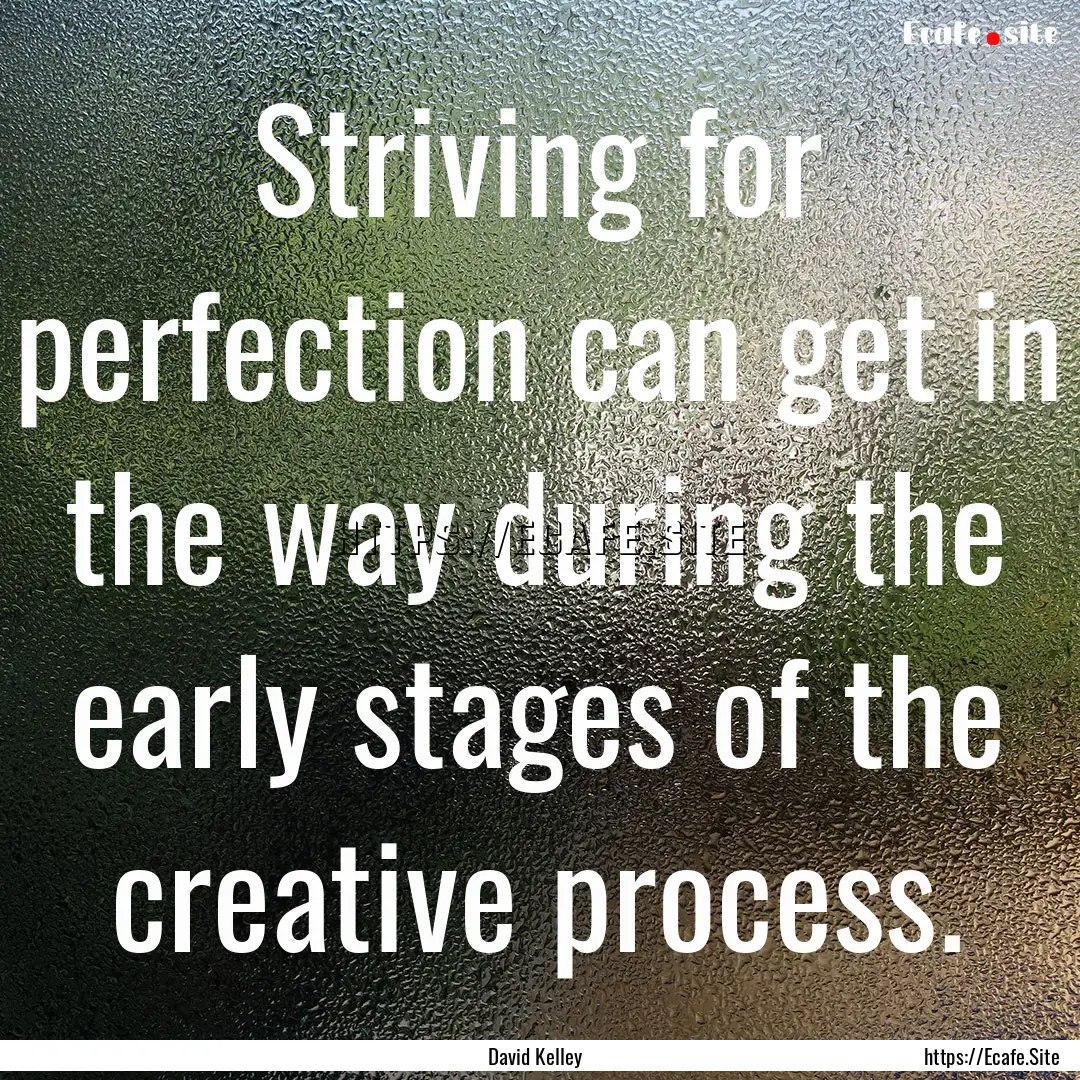 Striving for perfection can get in the way.... : Quote by David Kelley