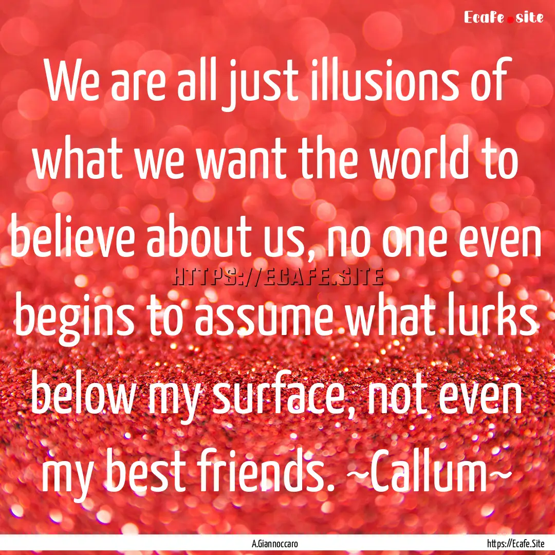 We are all just illusions of what we want.... : Quote by A.Giannoccaro