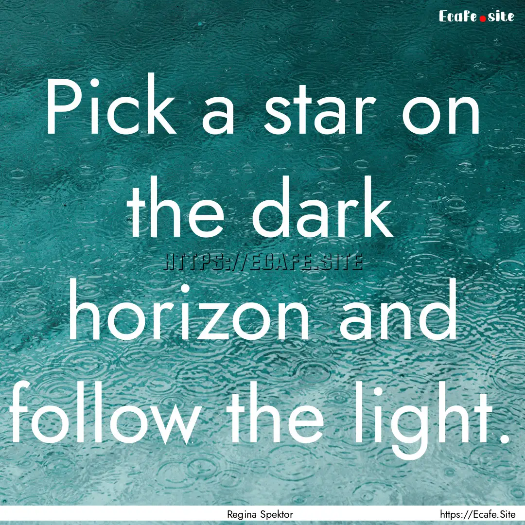 Pick a star on the dark horizon and follow.... : Quote by Regina Spektor