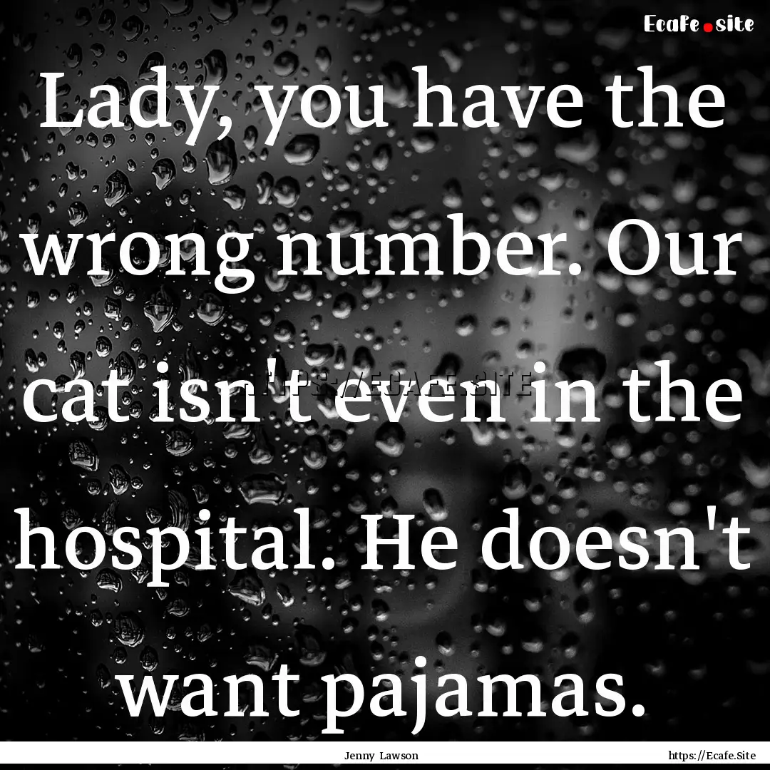 Lady, you have the wrong number. Our cat.... : Quote by Jenny Lawson