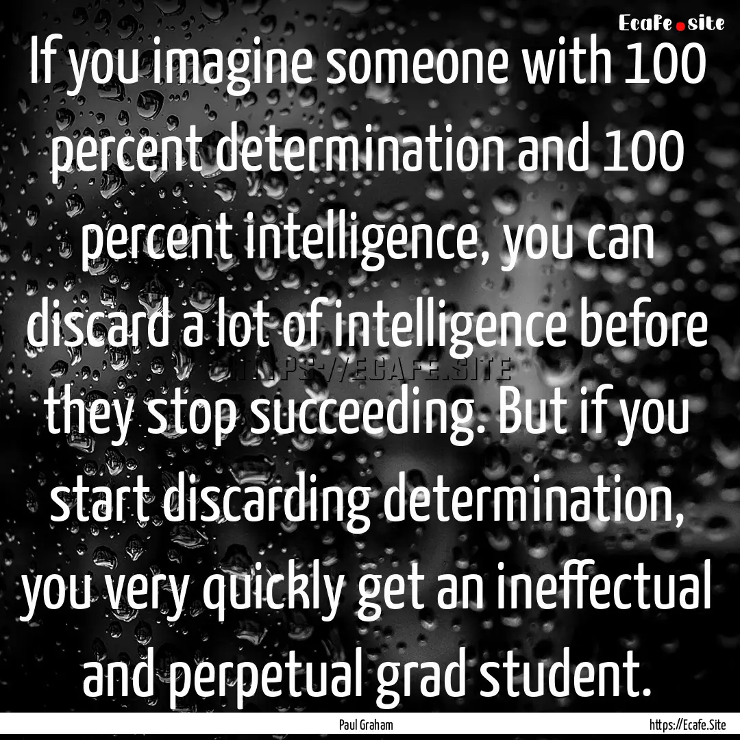 If you imagine someone with 100 percent determination.... : Quote by Paul Graham