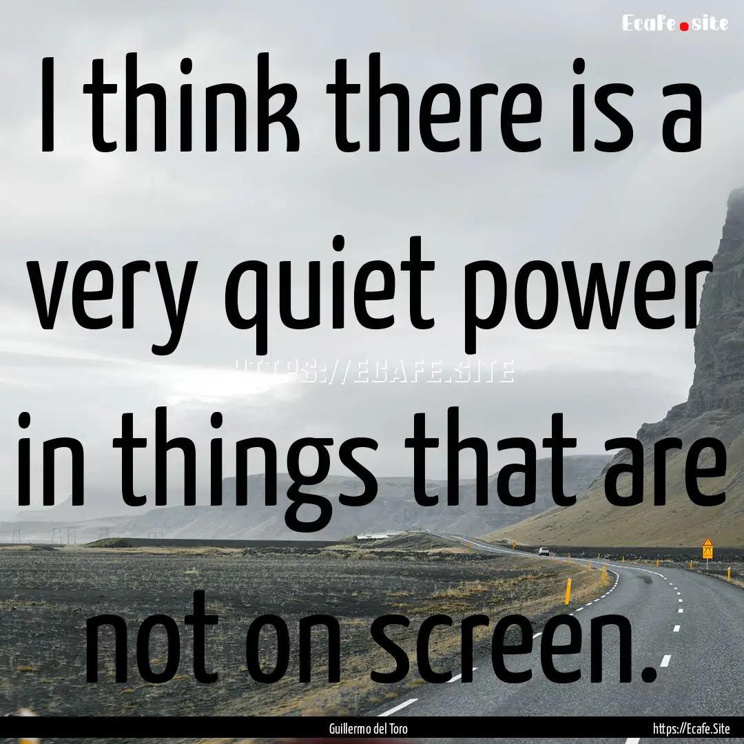 I think there is a very quiet power in things.... : Quote by Guillermo del Toro