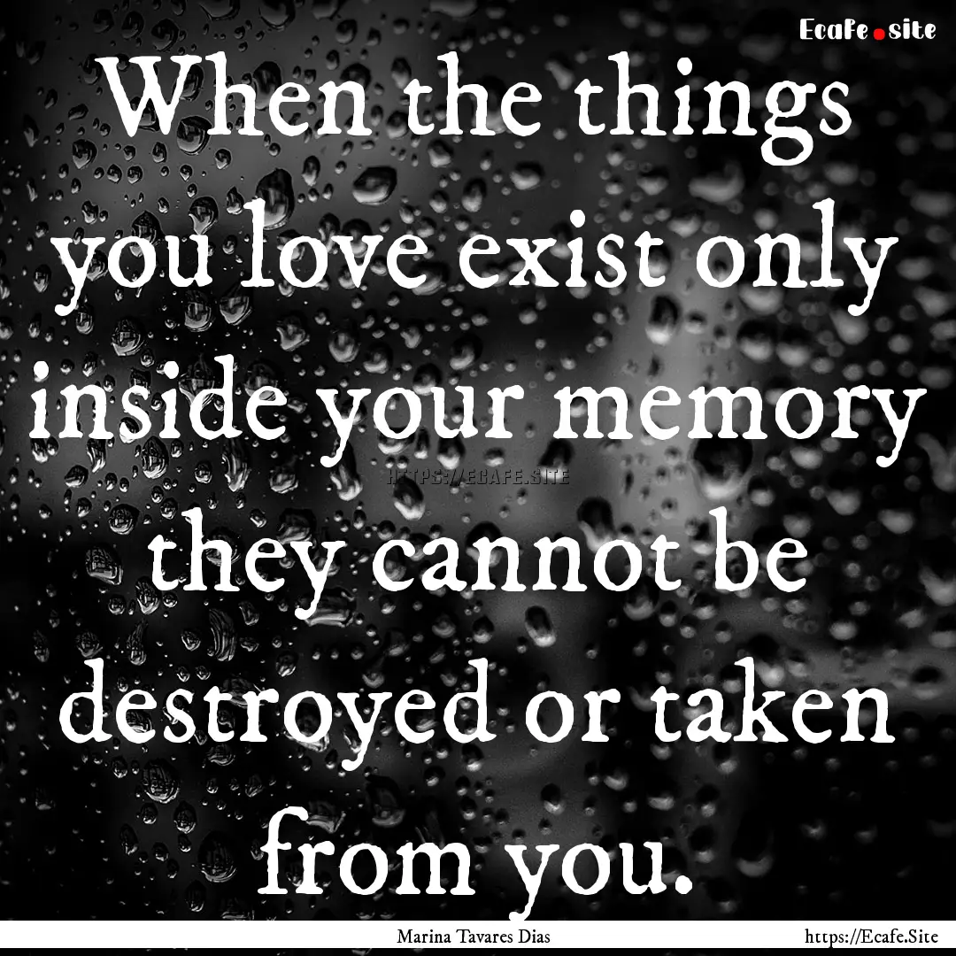 When the things you love exist only inside.... : Quote by Marina Tavares Dias