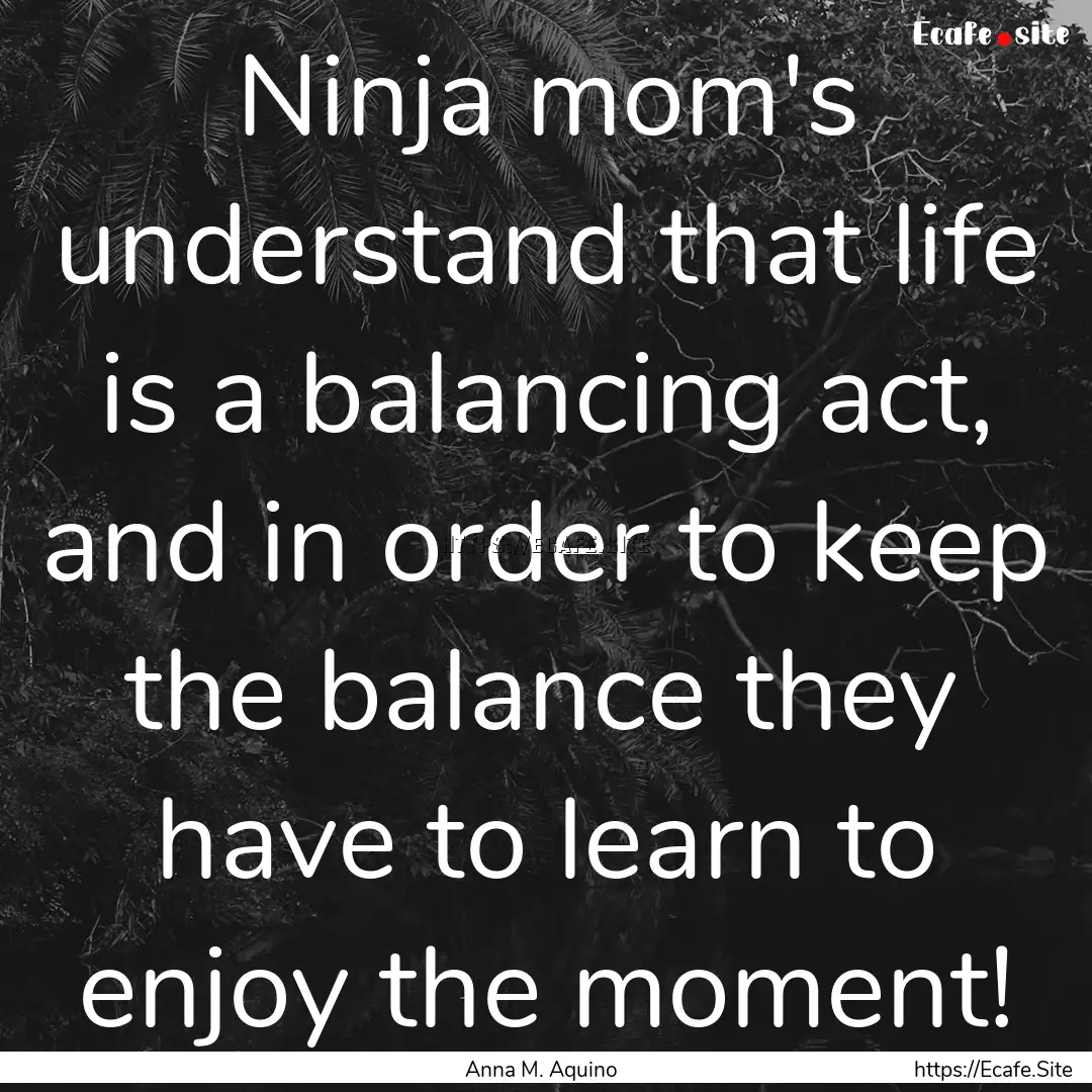 Ninja mom's understand that life is a balancing.... : Quote by Anna M. Aquino