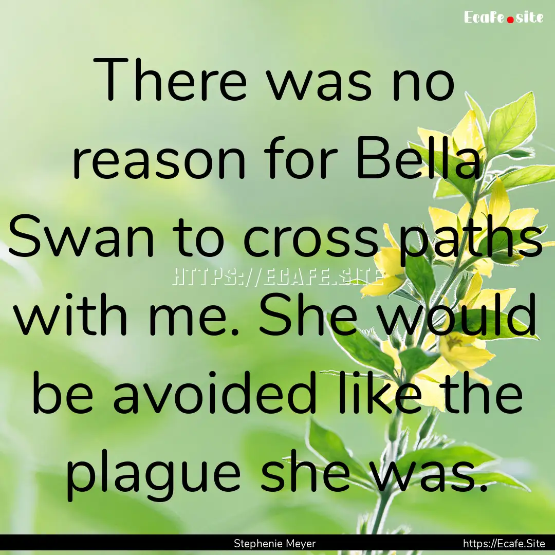 There was no reason for Bella Swan to cross.... : Quote by Stephenie Meyer