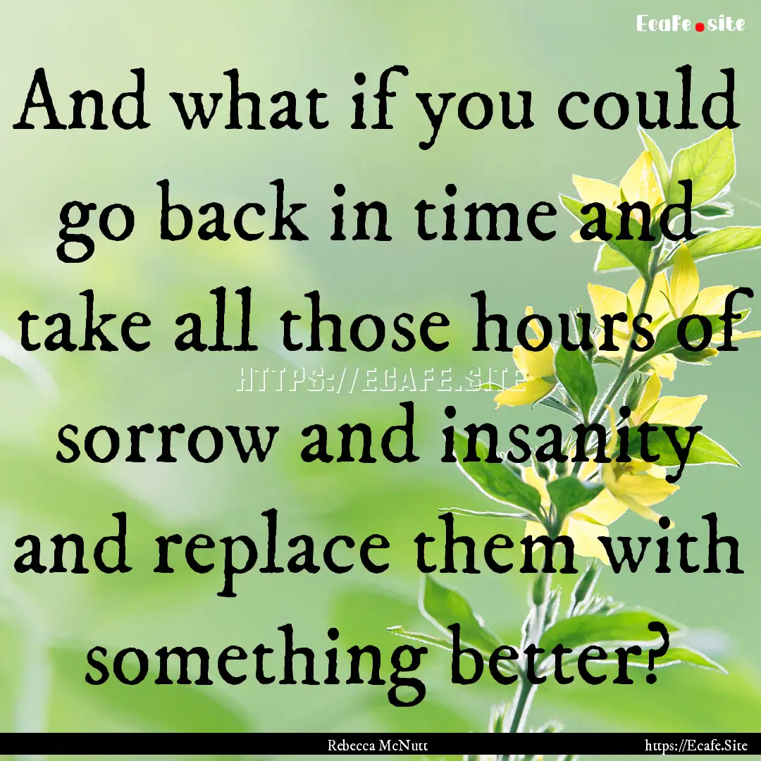 And what if you could go back in time and.... : Quote by Rebecca McNutt