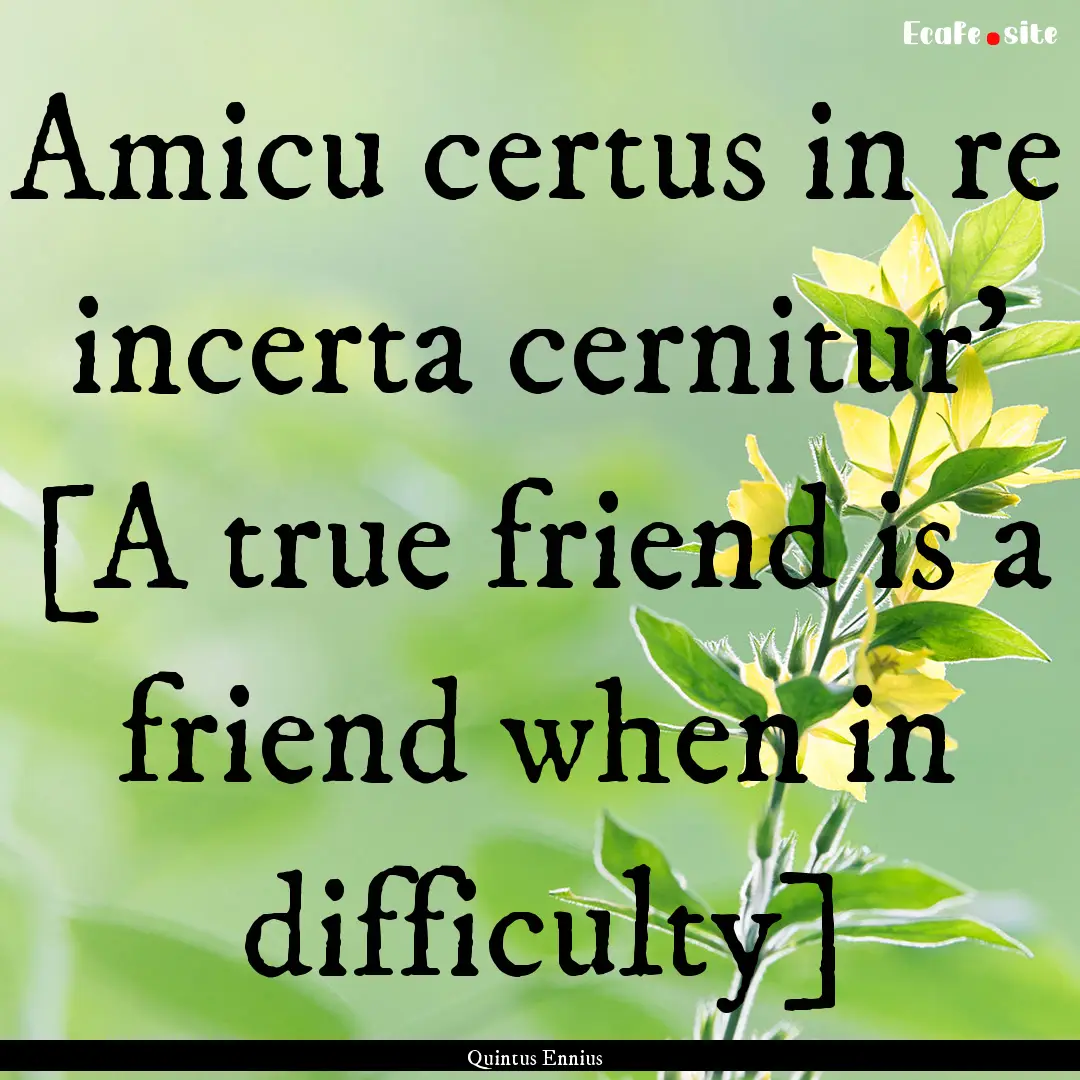 Amicu certus in re incerta cernitur' [A true.... : Quote by Quintus Ennius