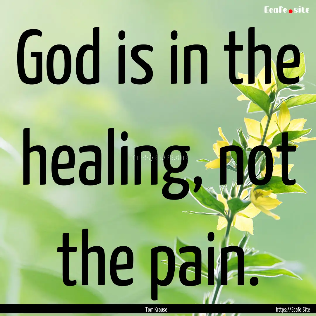 God is in the healing, not the pain. : Quote by Tom Krause