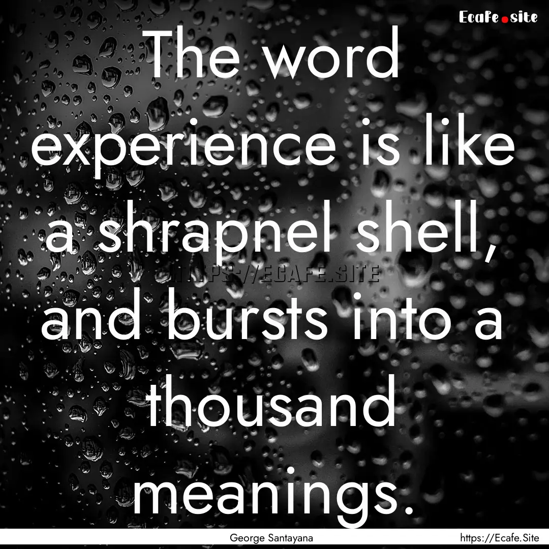 The word experience is like a shrapnel shell,.... : Quote by George Santayana