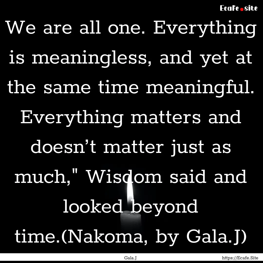 We are all one. Everything is meaningless,.... : Quote by Gala.J