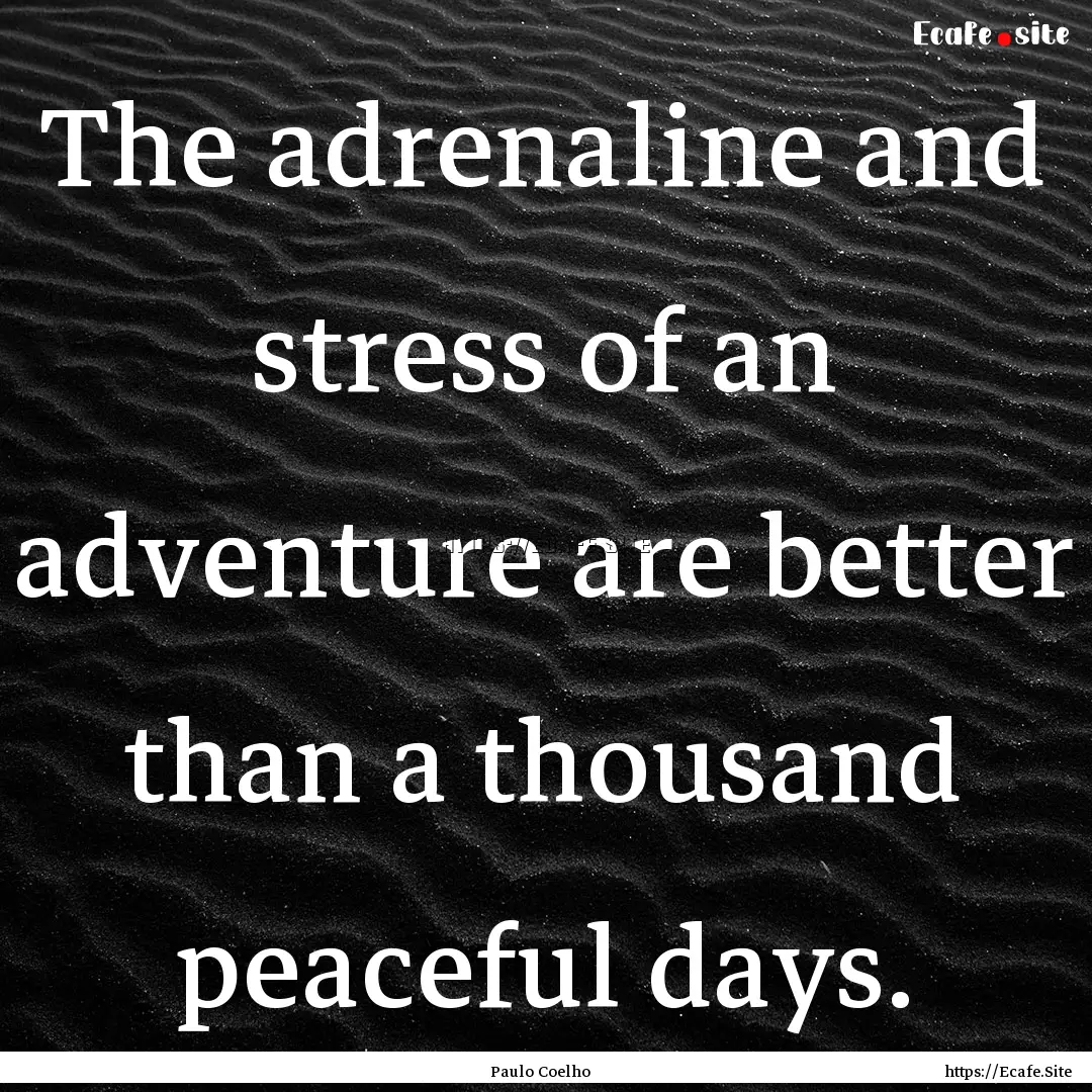 The adrenaline and stress of an adventure.... : Quote by Paulo Coelho