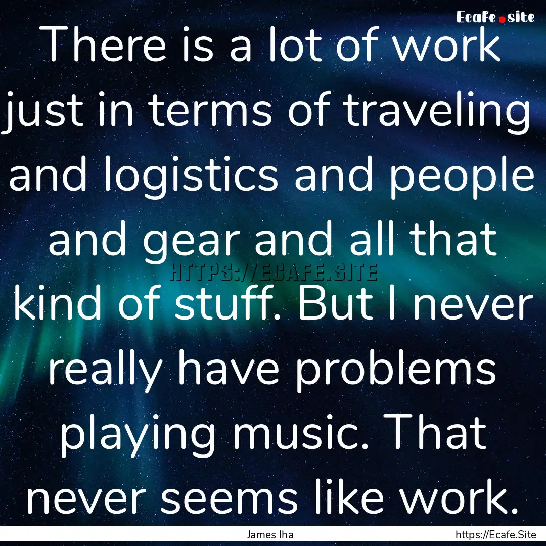 There is a lot of work just in terms of traveling.... : Quote by James Iha