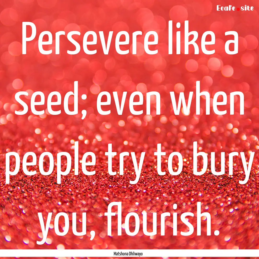 Persevere like a seed; even when people try.... : Quote by Matshona Dhliwayo