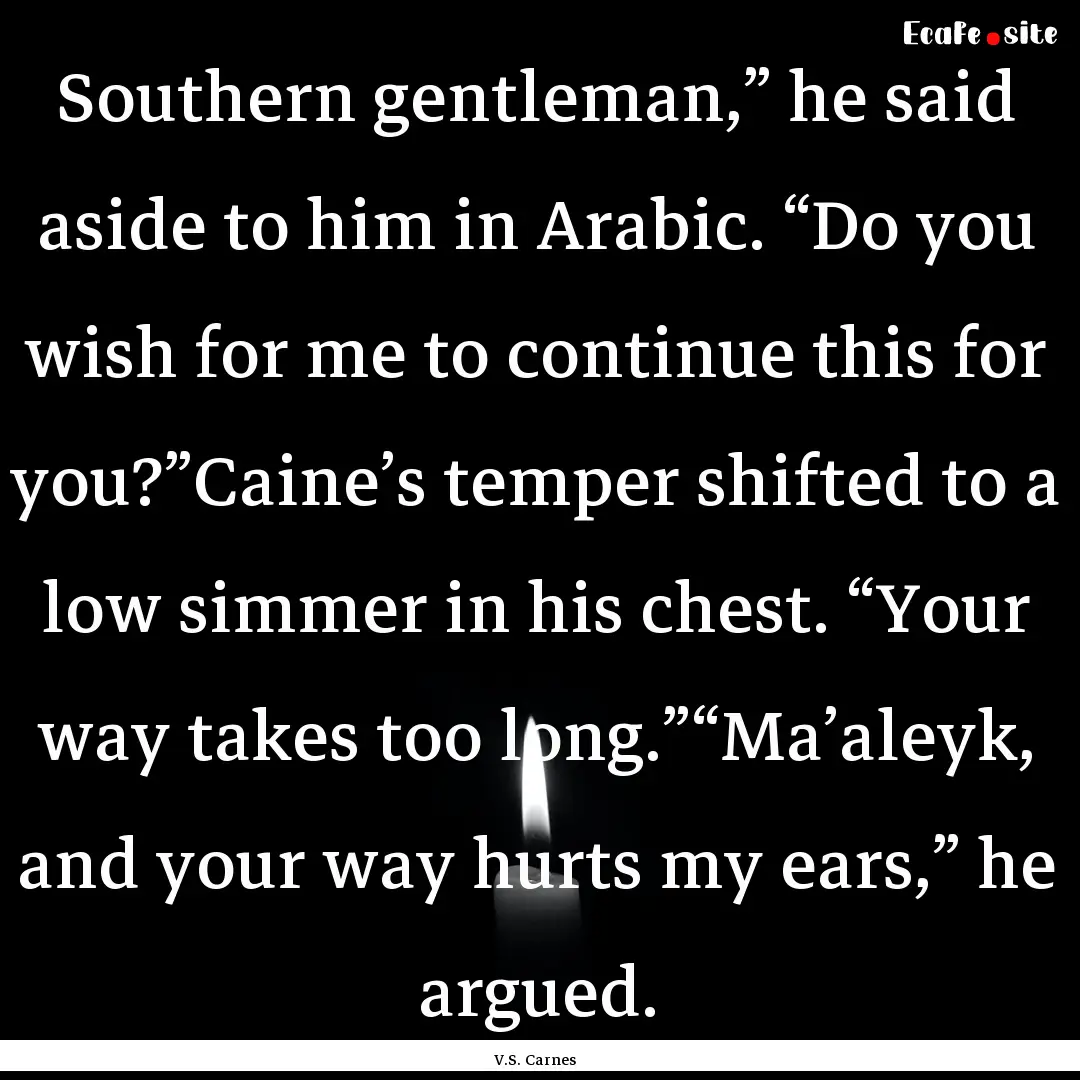 Southern gentleman,” he said aside to him.... : Quote by V.S. Carnes