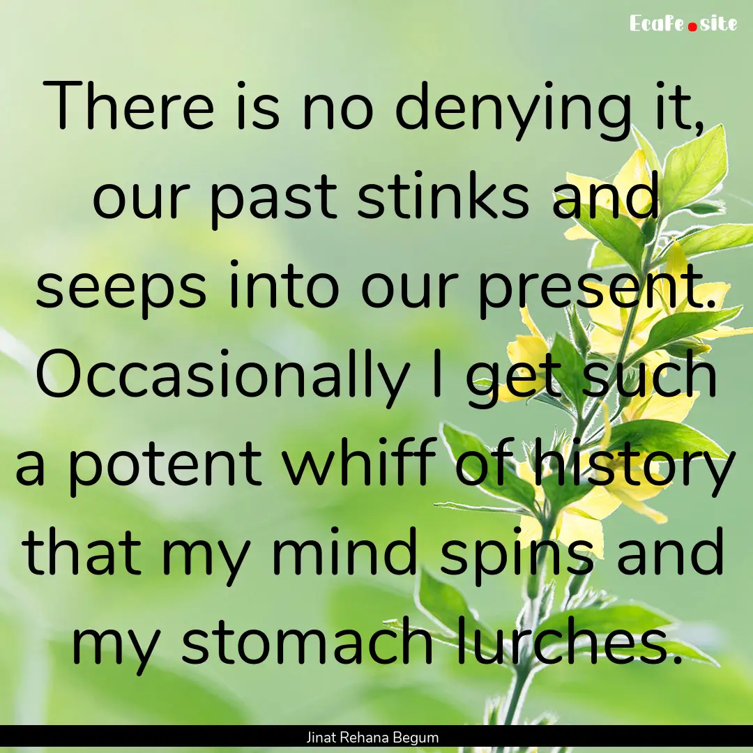 There is no denying it, our past stinks and.... : Quote by Jinat Rehana Begum