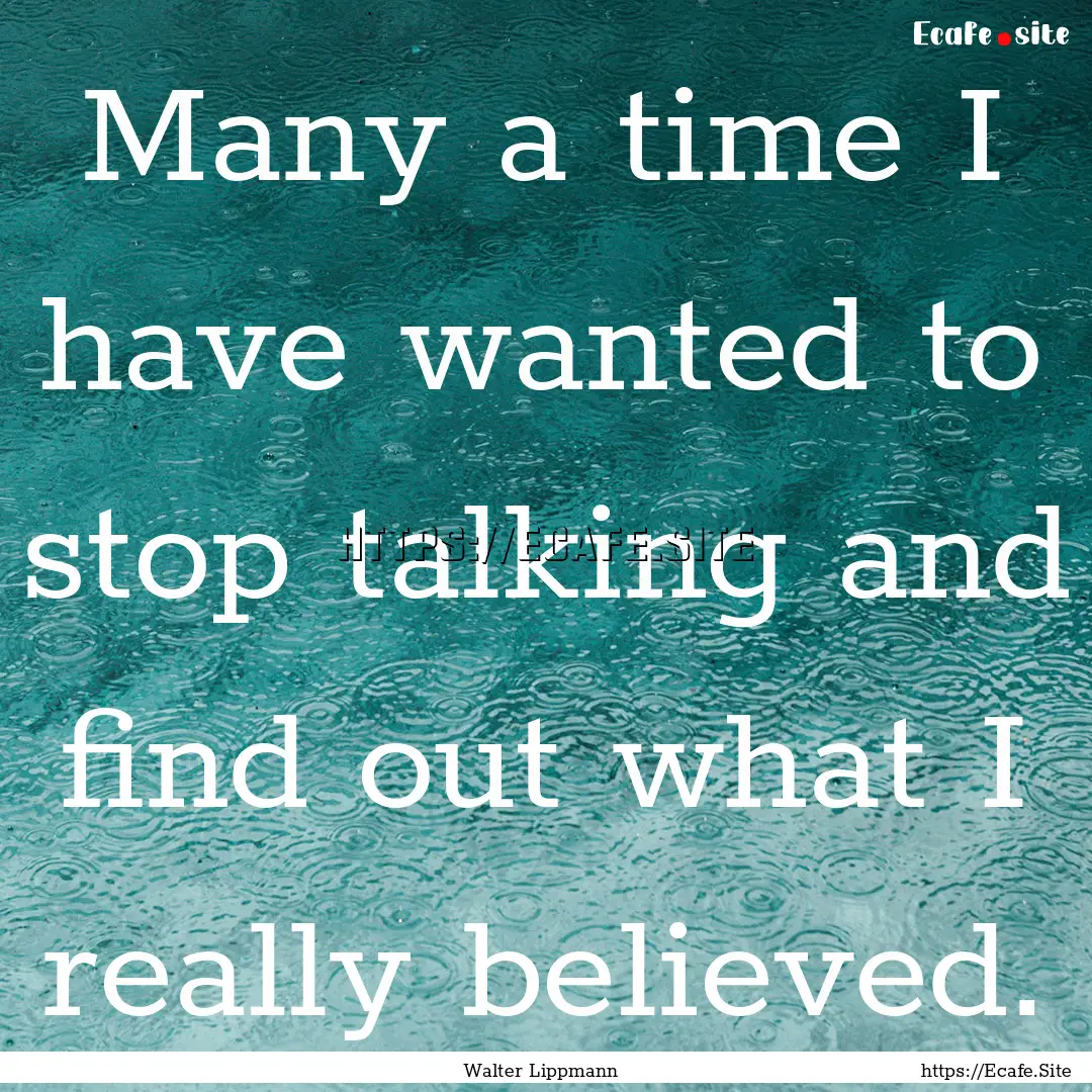 Many a time I have wanted to stop talking.... : Quote by Walter Lippmann