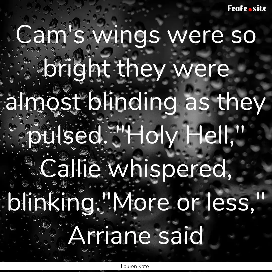 Cam's wings were so bright they were almost.... : Quote by Lauren Kate