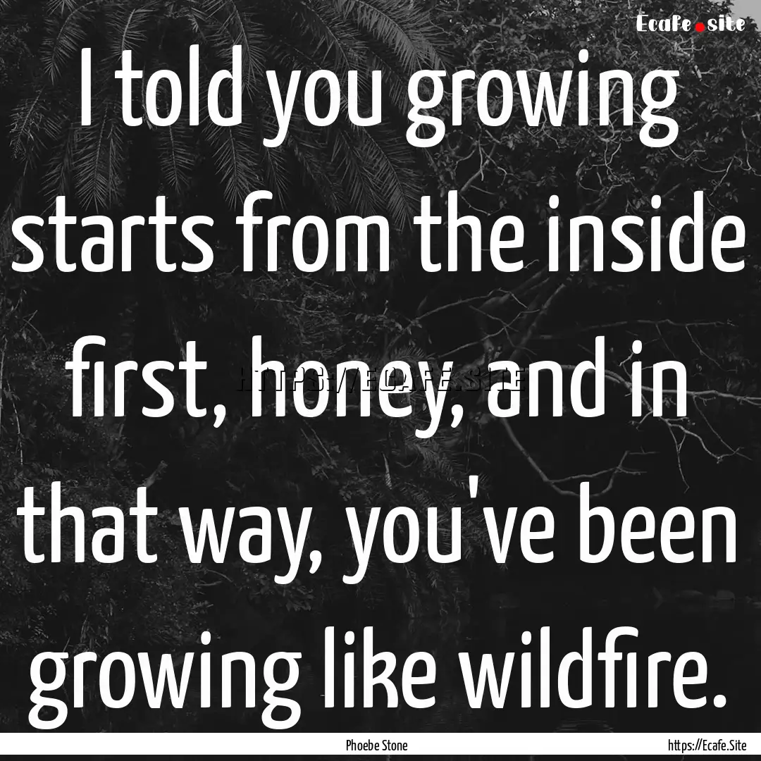 I told you growing starts from the inside.... : Quote by Phoebe Stone