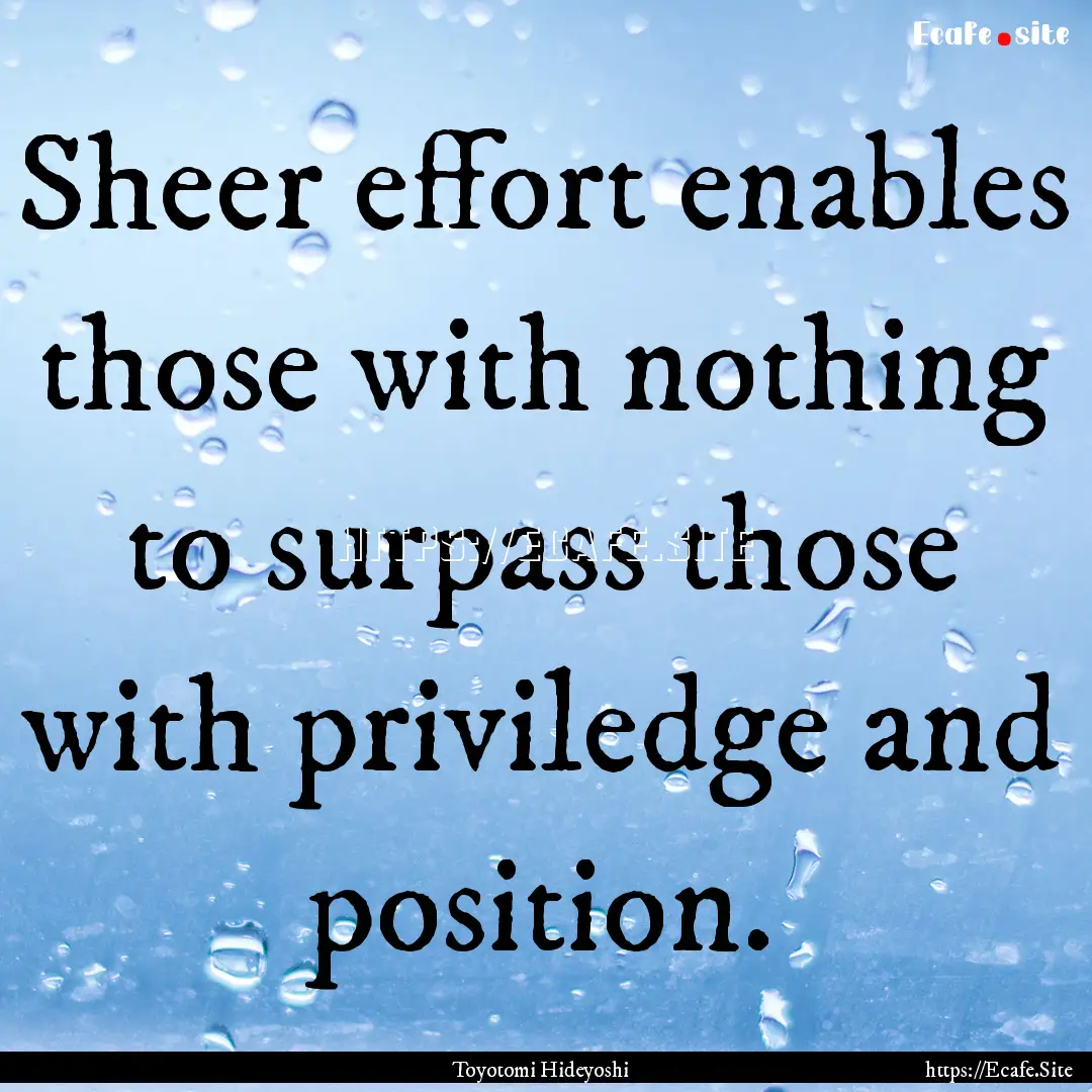 Sheer effort enables those with nothing to.... : Quote by Toyotomi Hideyoshi