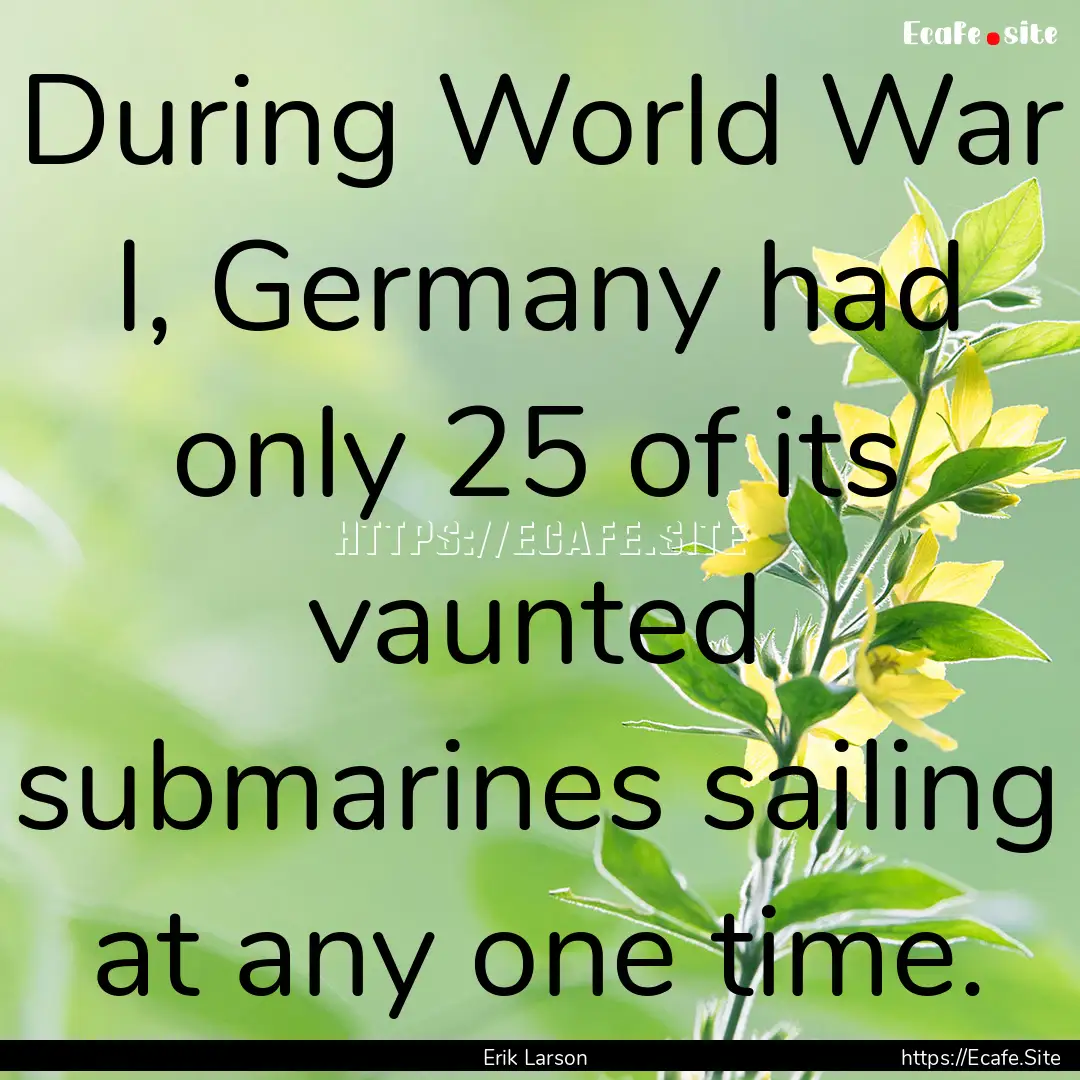 During World War I, Germany had only 25 of.... : Quote by Erik Larson