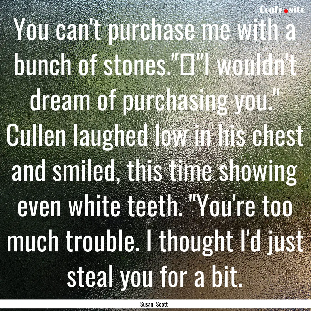 You can't purchase me with a bunch of stones.