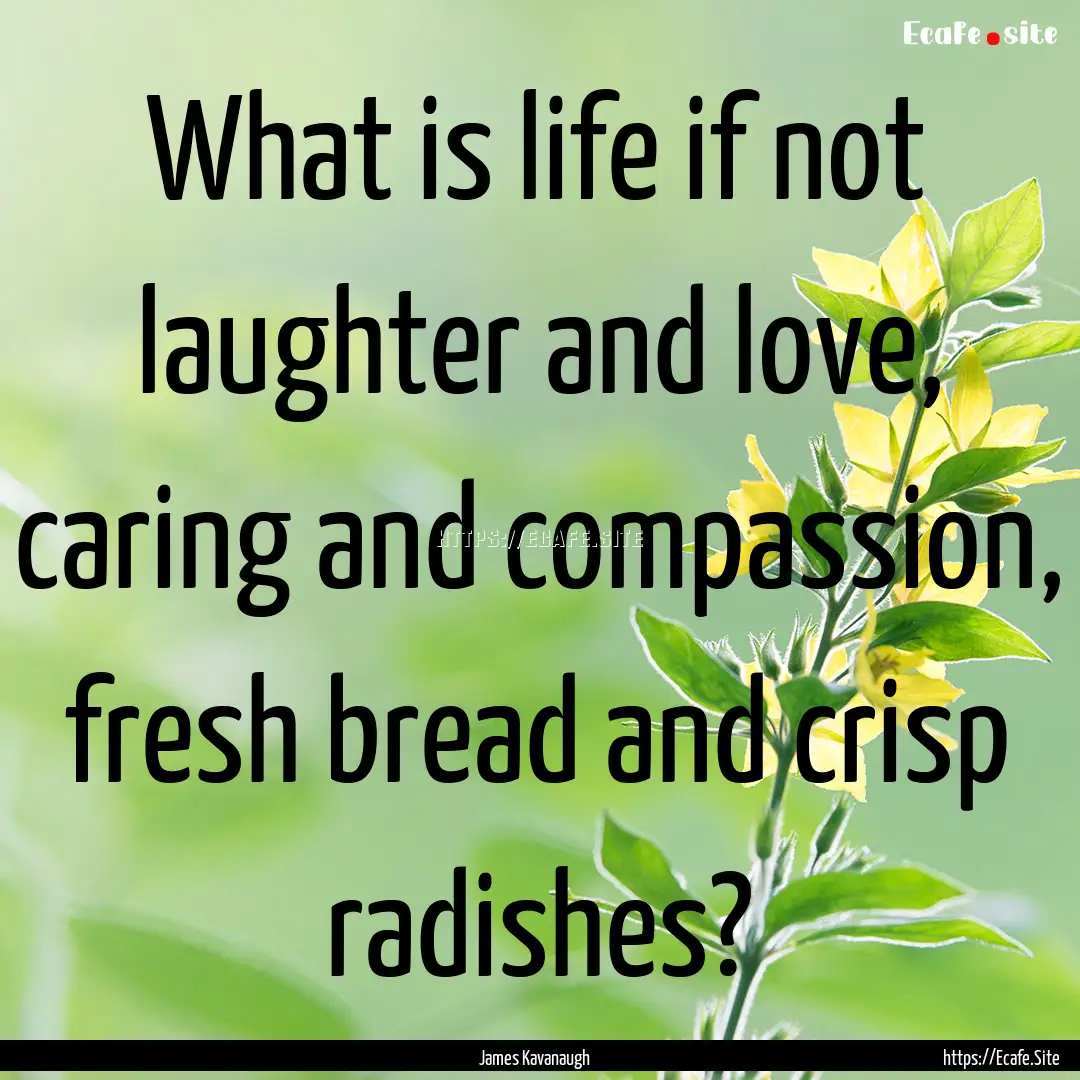 What is life if not laughter and love, caring.... : Quote by James Kavanaugh