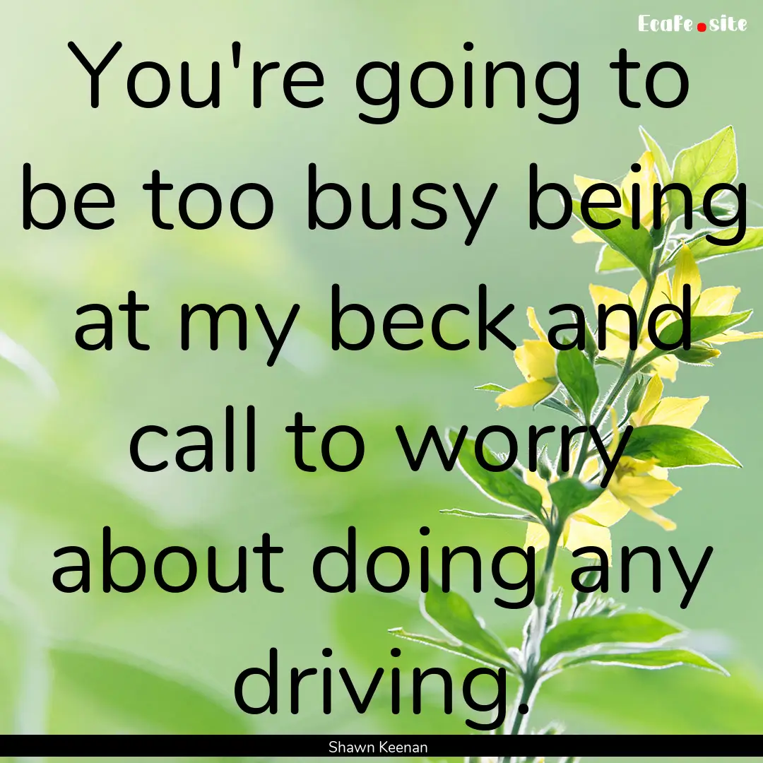 You're going to be too busy being at my beck.... : Quote by Shawn Keenan