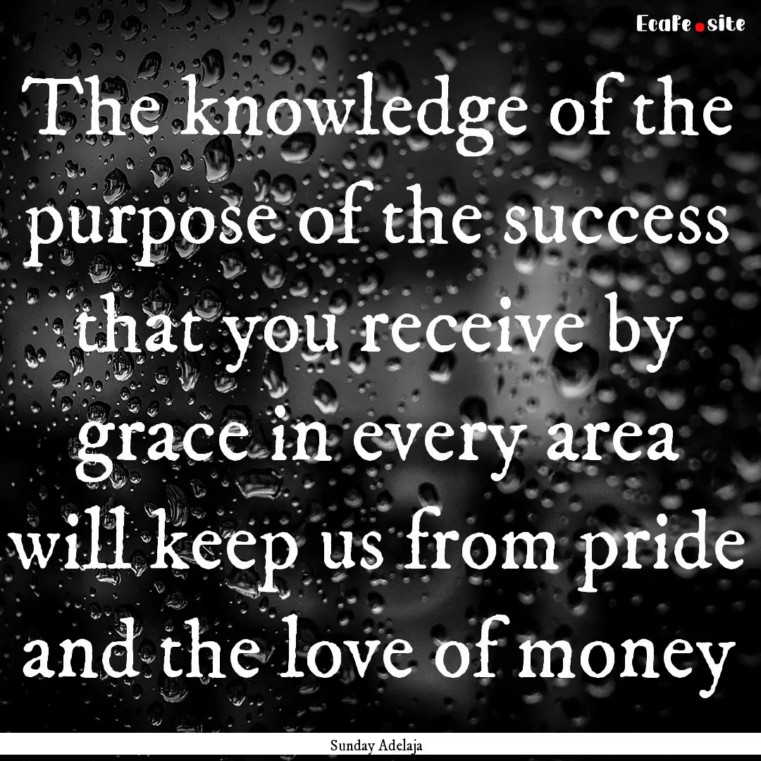 The knowledge of the purpose of the success.... : Quote by Sunday Adelaja