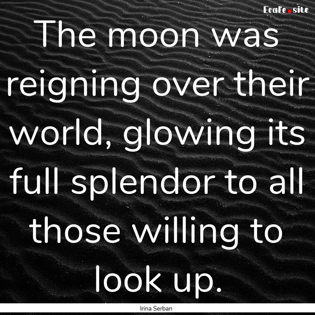 The moon was reigning over their world, glowing.... : Quote by Irina Serban