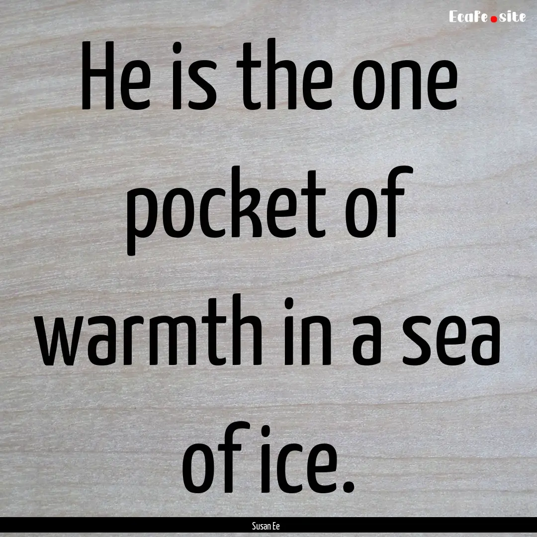 He is the one pocket of warmth in a sea of.... : Quote by Susan Ee