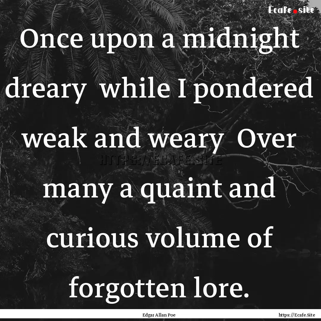 Once upon a midnight dreary while I pondered.... : Quote by Edgar Allan Poe