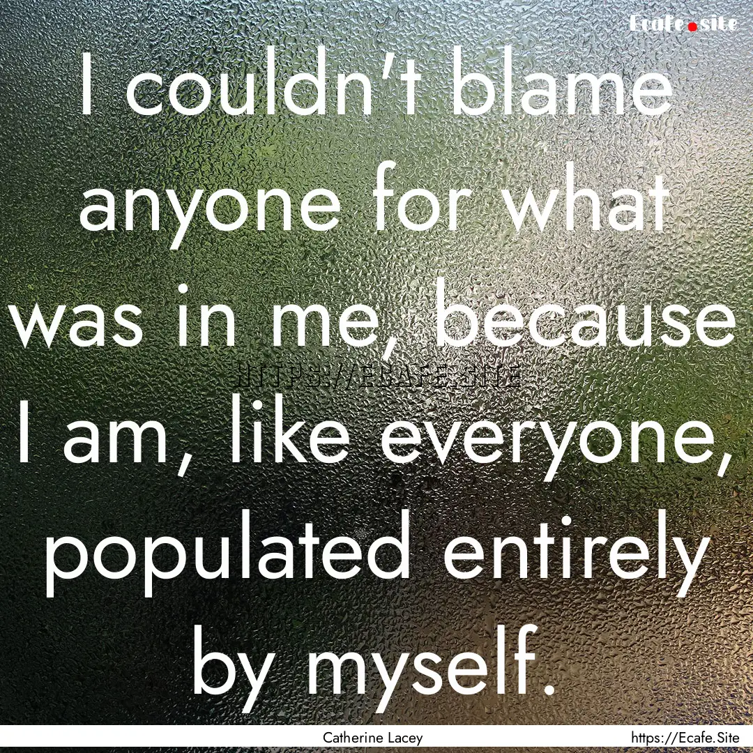 I couldn't blame anyone for what was in me,.... : Quote by Catherine Lacey