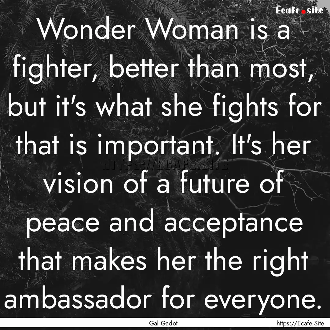 Wonder Woman is a fighter, better than most,.... : Quote by Gal Gadot