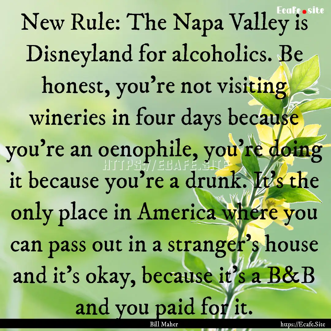 New Rule: The Napa Valley is Disneyland for.... : Quote by Bill Maher