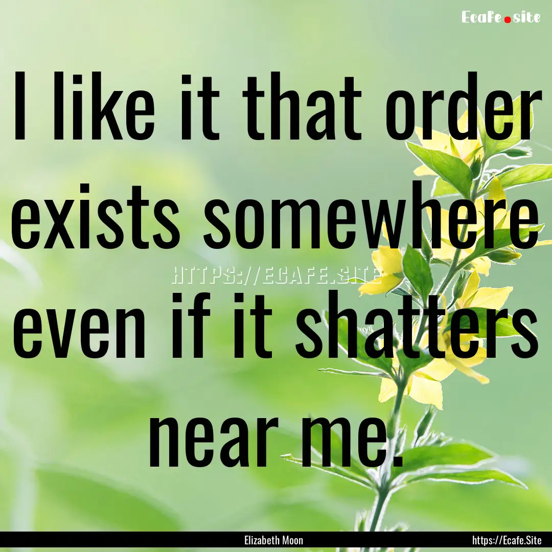 I like it that order exists somewhere even.... : Quote by Elizabeth Moon