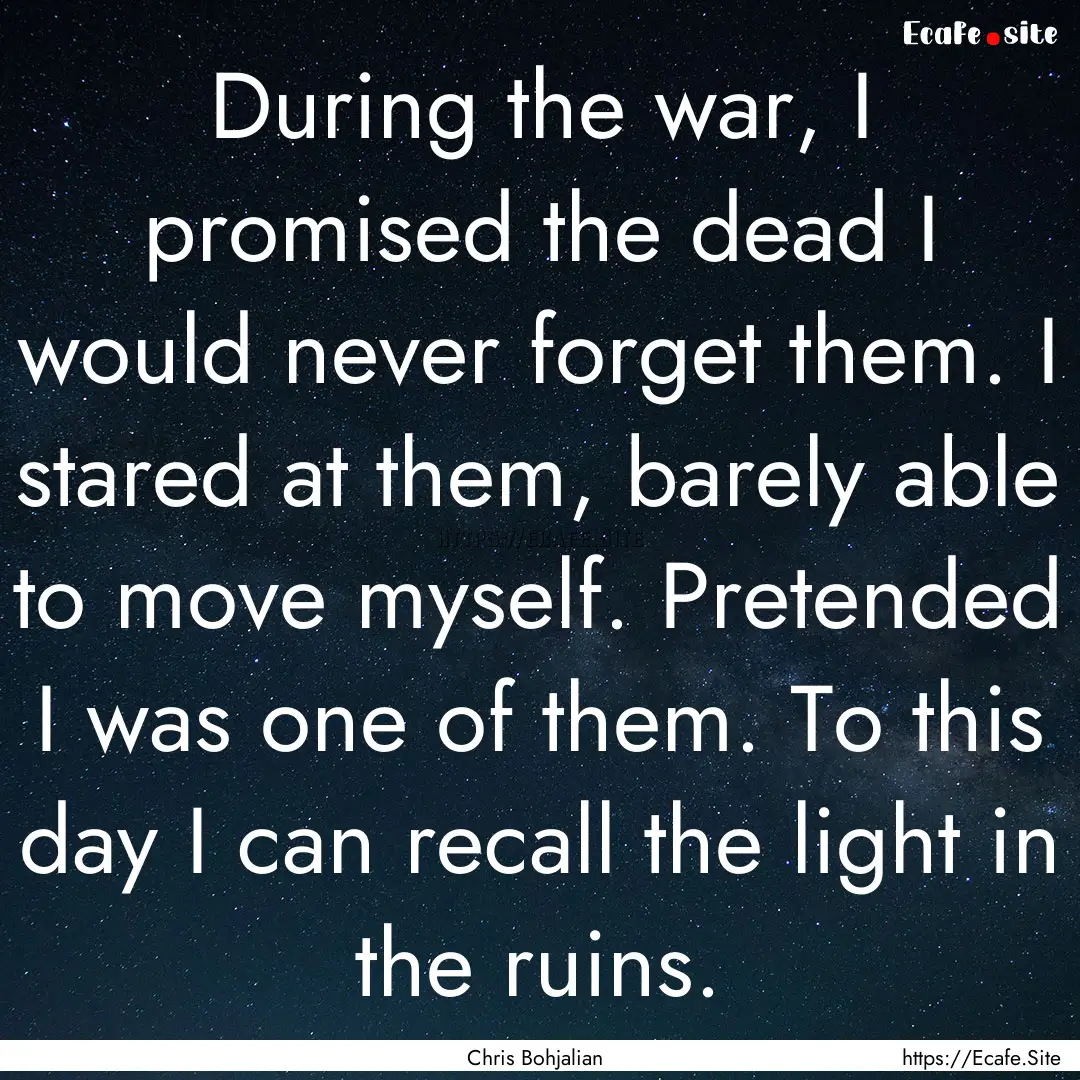 During the war, I promised the dead I would.... : Quote by Chris Bohjalian