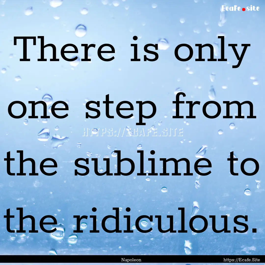 There is only one step from the sublime to.... : Quote by Napoleon