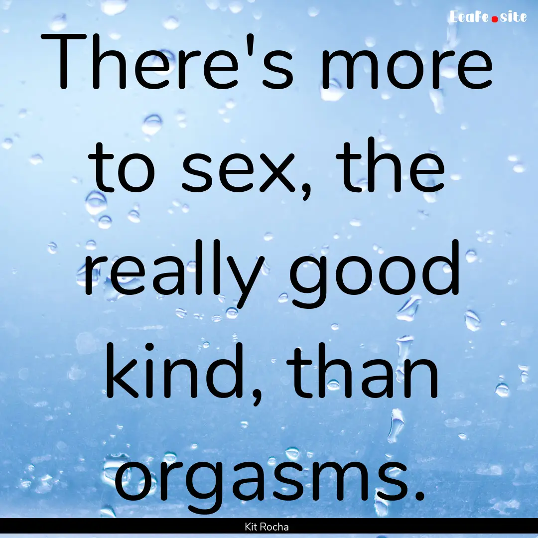 There's more to sex, the really good kind,.... : Quote by Kit Rocha