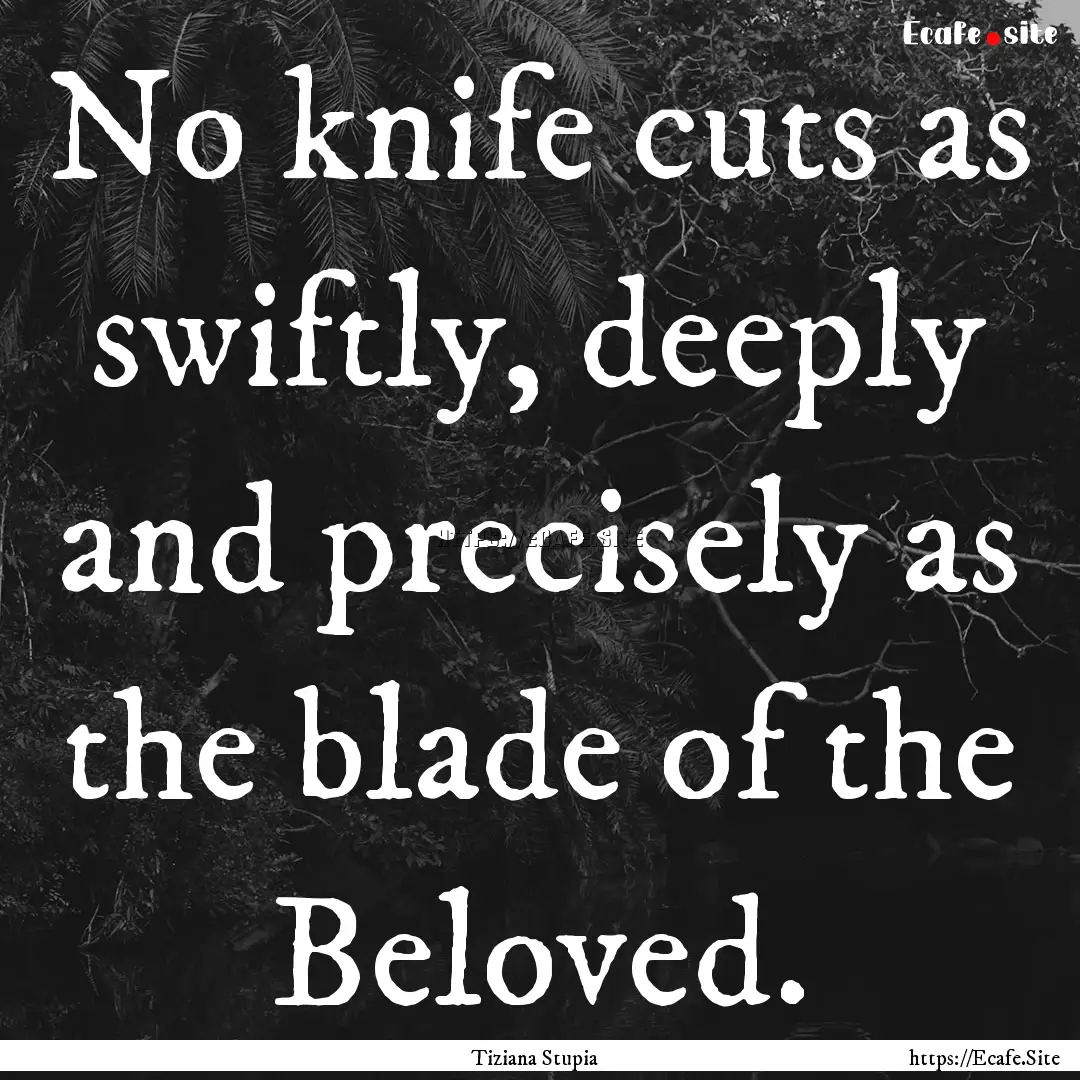 No knife cuts as swiftly, deeply and precisely.... : Quote by Tiziana Stupia