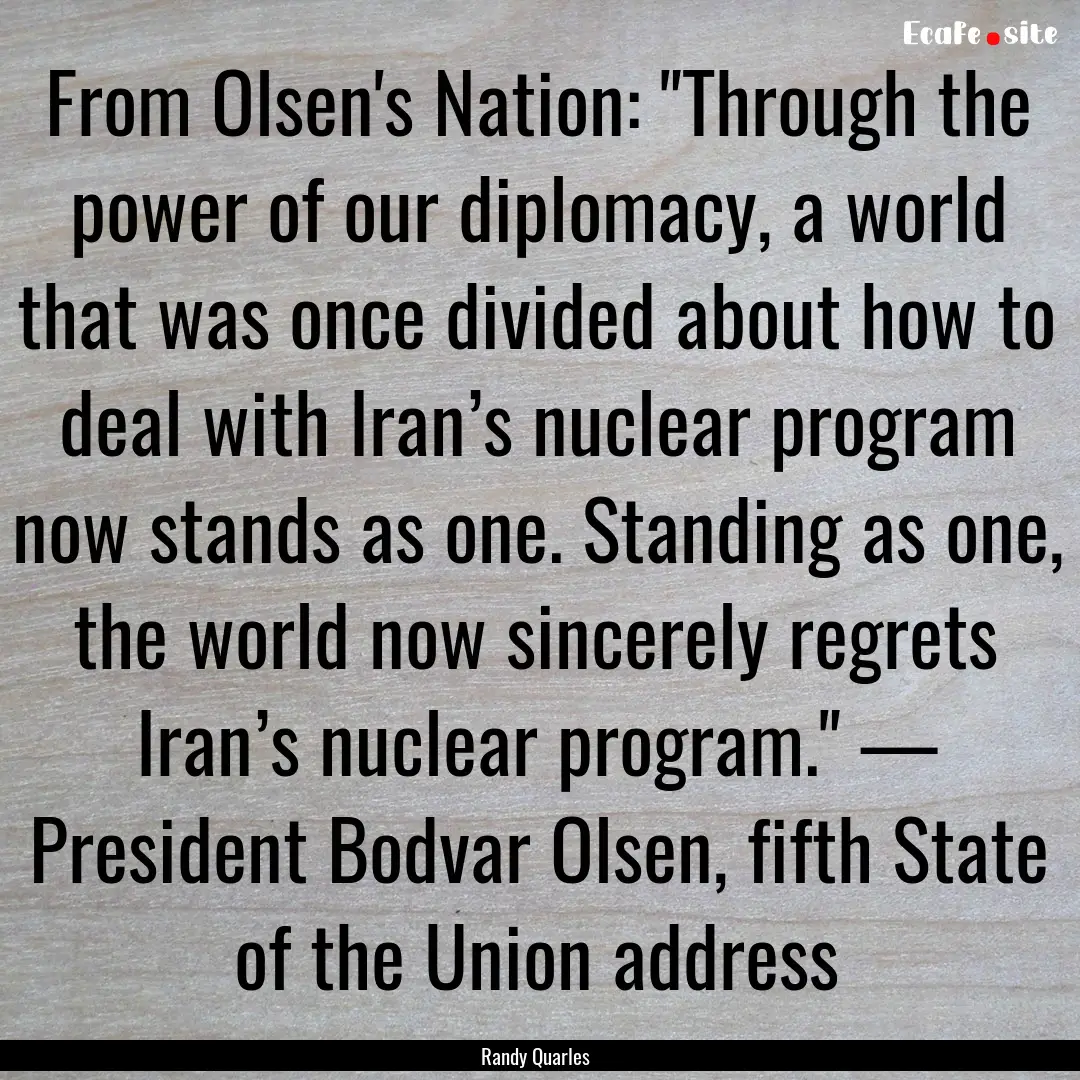 From Olsen's Nation: 