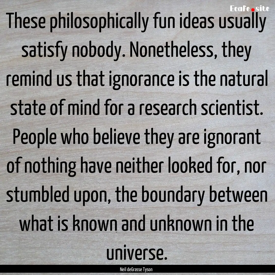 These philosophically fun ideas usually satisfy.... : Quote by Neil deGrasse Tyson