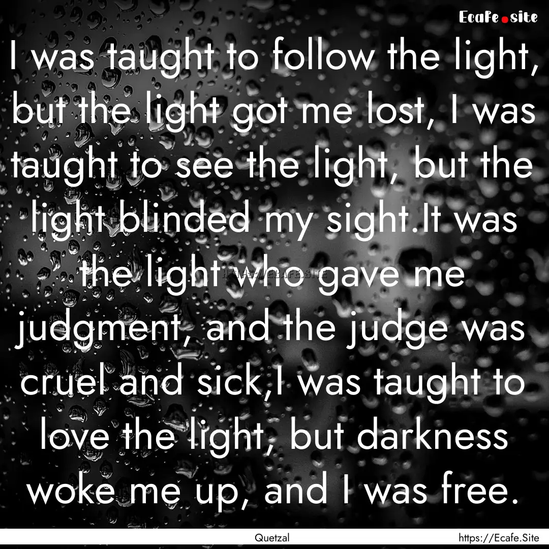 I was taught to follow the light, but the.... : Quote by Quetzal